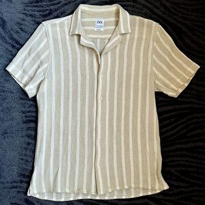 Zara Knit Striped Dress Shirt